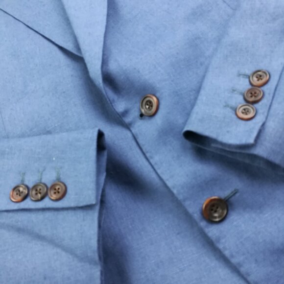 Bespoke Paul Stuart Sport Coat Blazer Linen Peak Lapel Blue 38R USA Made - Picture 3 of 11